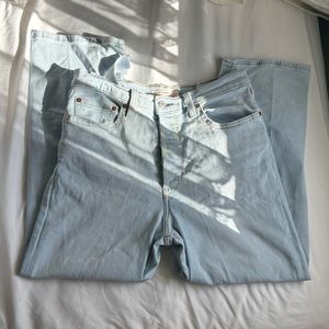 Straight leg light blue jeans